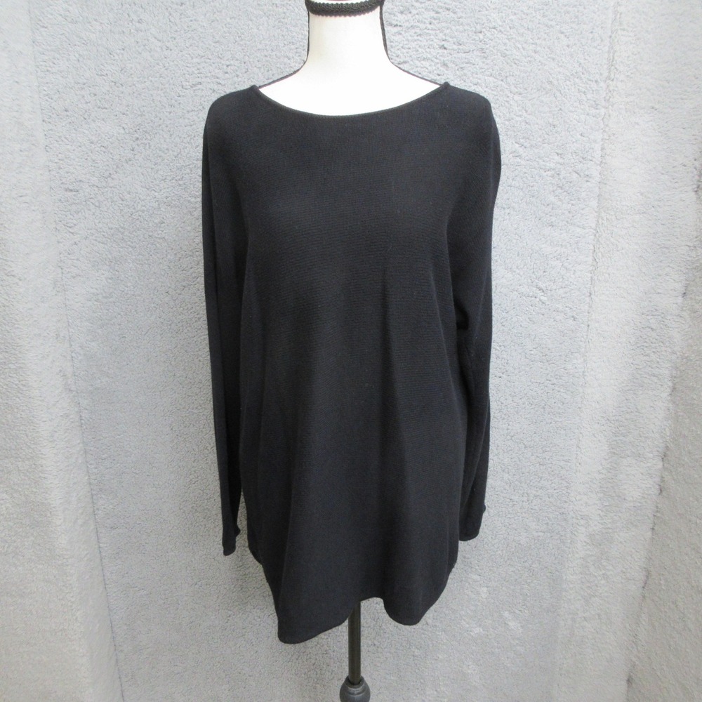 Michael Kors Knit Tunic Sweater Women L Black Zip Back Quiet Luxury Chic Classic